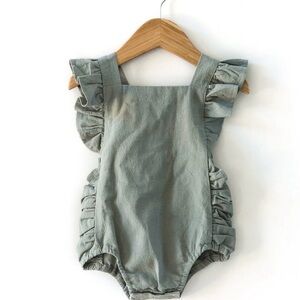 Ruffled Green Baby Romper